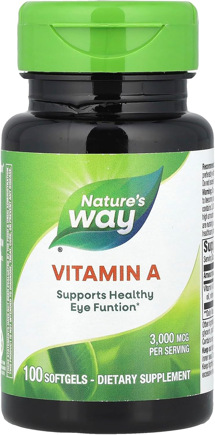 Amazon.com: Nature's Way Vitamin A, High Potency, Supports Healthy Eye Function*, 3,000 mcg per Serving, 100 Softgels (Packaging May Vary) : Everything Else