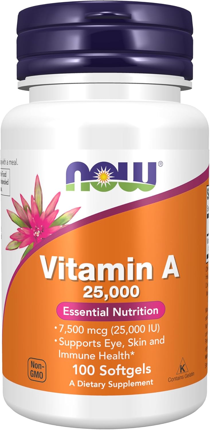 Amazon.com: NOW Supplements, Vitamin A (Fish Liver Oil) 25,000 IU, Essential Nutrition, 100 Softgels : Health & Household