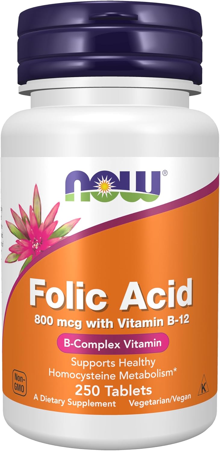 Amazon.com: NOW Supplements, 葉酸 800 mcg + B-12（シアノコバラミン）25 mcg、B複合ビタミン、250錠