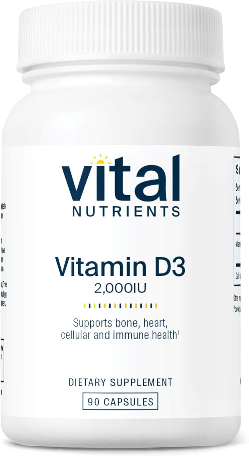 Amazon.com: Vital Nutrients Vitamin D 2000 IU - Vitamin D3 Supplement - Healthy Bones, Teeth, Muscles*- Cellular & Immune Function - Calcium Absorption - Gluten, Dairy and Soy Free - 90 Capsules : Health & Household