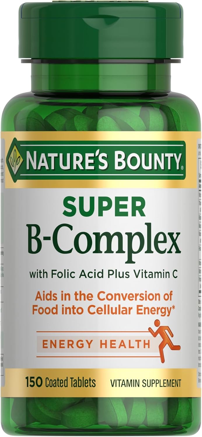 Amazon.com: Nature's Bounty Super B Complex Vitamins with Vitamin C & Folic Acid, Vitamins for Immune & Cellular Energy Support, 150 Tablets : Health & Household