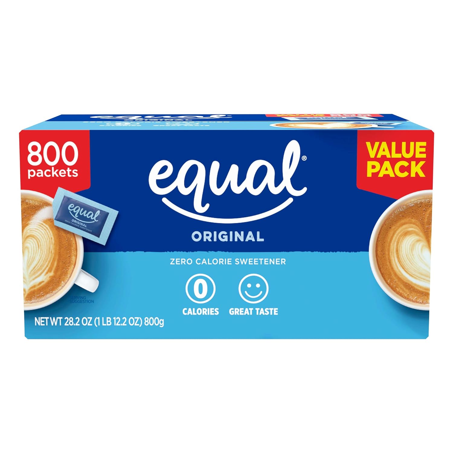 Amazon.com: EQUAL 0 Calorie Sweetener, Aspartame and Acesulfame-K Sweetener Packets, Zero Calorie Sugar Alternative, Erythritol Free, 800 Ct (Pack of 1) : Grocery & Gourmet Food