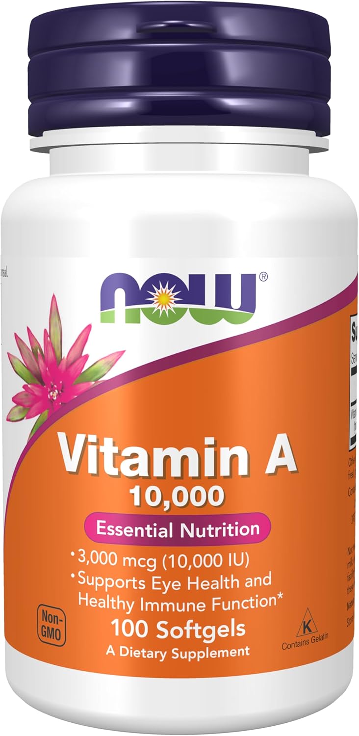 Amazon.com: NOW Supplements, Vitamin A 10,000 IU, Eye Health*, Essential Nutrition, 100 Softgels : Health & Household