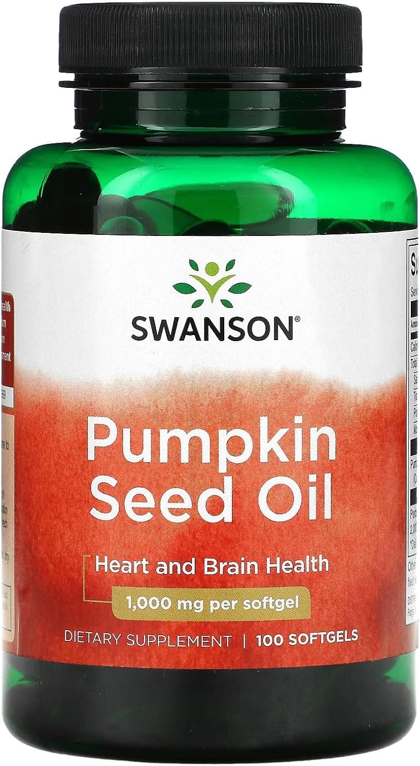 Amazon.com : Swanson Huile de Graines de Courge Complément pour la Santé de la Prostate et le Bien-Être des Hommes, Recherche des Bienfaits Naturels des AGÉ - Très Biodisponible - 1 000 mg (100 Capsules Molles)