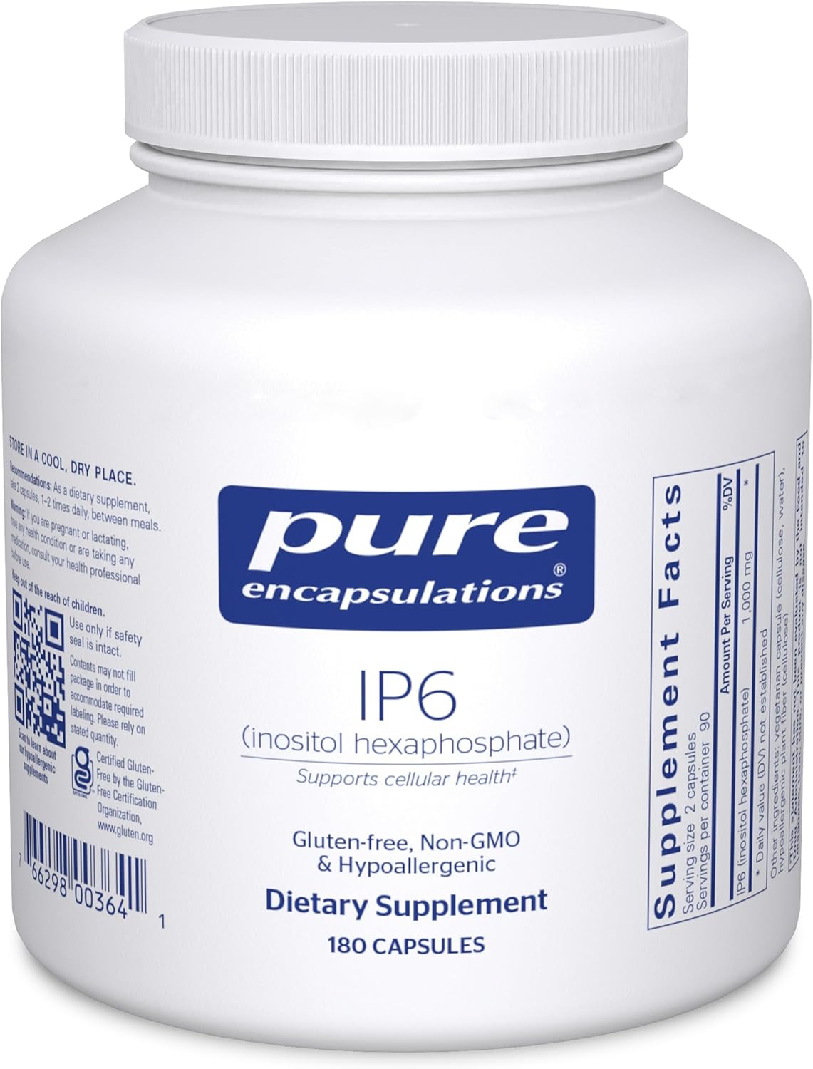 Amazon.com: Pure Encapsulations IP6 (Inositol Hexaphosphate) | Hypoallergenic Antioxidant Support for Breast, Colon and Liver Cell Health* | 180 Capsules | Hypoallergenic Antioxidant Support for Breast, Colon and Liver Cell Health* : Health & Household