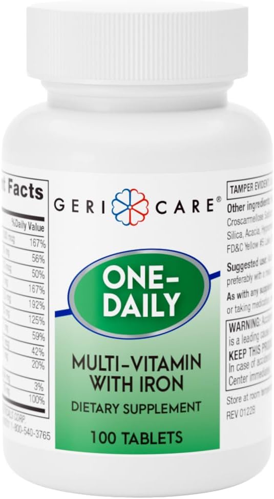 Amazon.com: GeriCare One-Daily Multi-Vitamin with Iron Tablets,100 Count (Pack of 1) : Health & Household