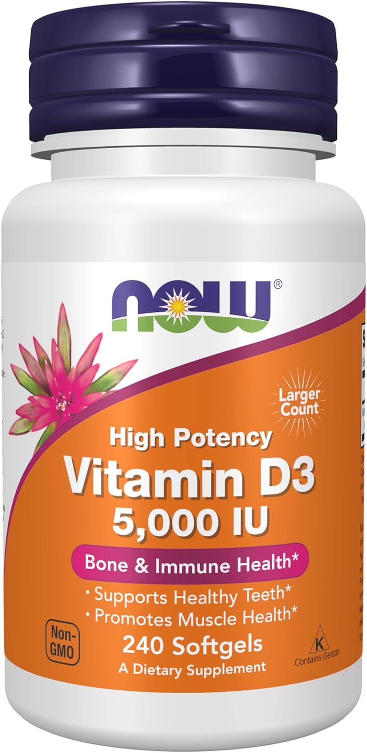 Amazon.com: NOW Foods Supplements, Vitamin D-3 5,000 IU, High Potency, Structural Support*, 240 Softgels : Health & Household