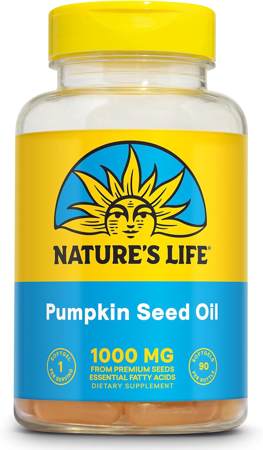 Amazon.com : Nature's Life Complément d'Huile de Graines de Courge - Source d'Oméga 3 6 Acides Gras Essentiels et Antioxydants - Pressée à Froid à Partir de Graines de Courge Biologiques - Vegan, Garantie 60 Jours, 90 Portions, 90 Capsules Molles