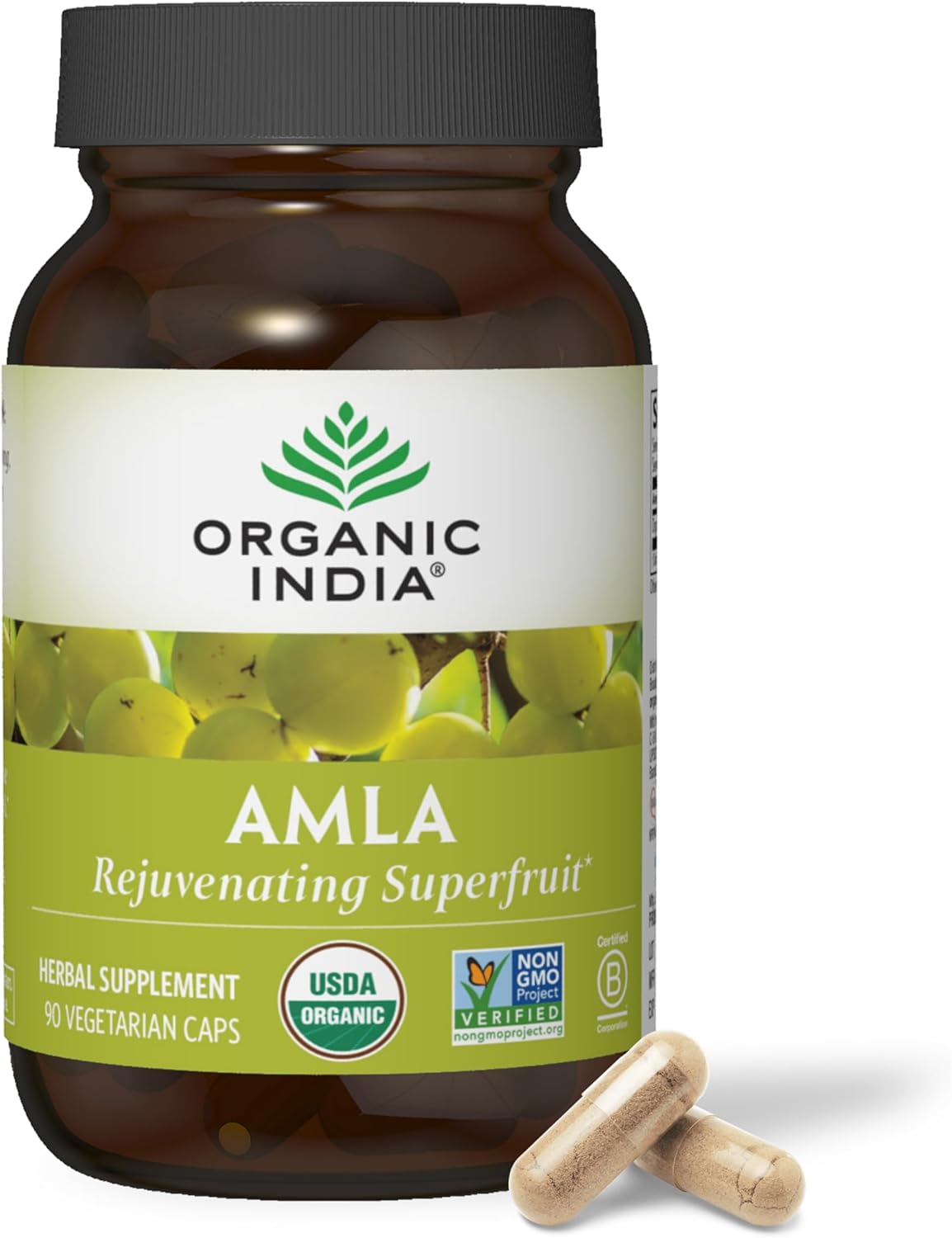 Amazon.com: ORGANIC INDIA Amalaki Herbal Vitamin Supplement - Immune Support, Vitamin C, Vegan, Gluten-Free, Kosher, Ayurvedic, Antioxidant, USDA Certified Organic, Non-GMO - 90 Capsules : Health & Household