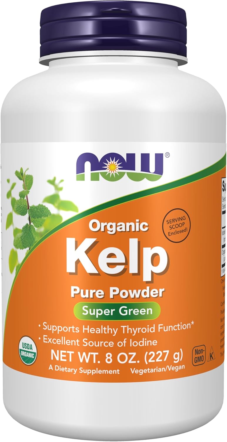 Amazon.com: NOW Supplements, Kelp Powder, Certified Organic, Excellent Source of Iodine, Super Green, 8-Ounce : Health & Household