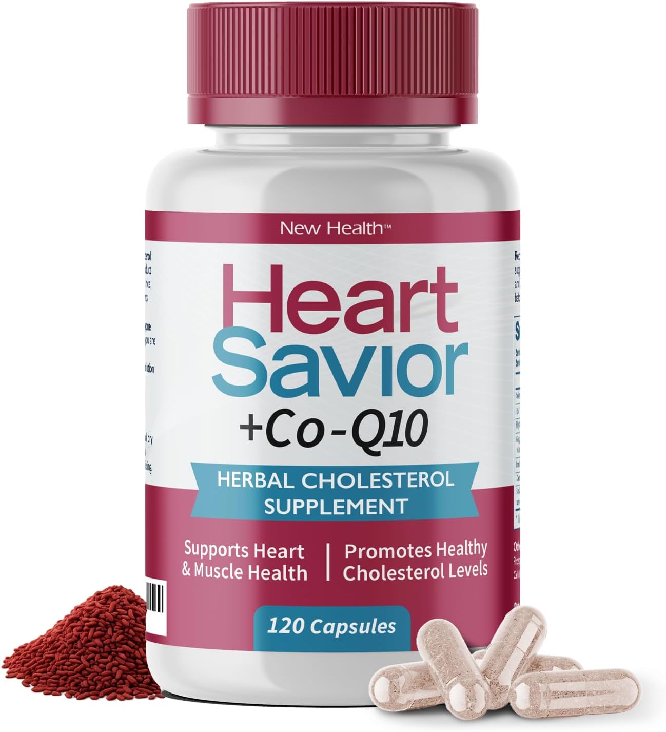 Amazon.com: HeartSavior Suplemento Natural de Suporte ao Colesterol com Arroz de Levedura Vermelha, CoQ10, Esteróis Vegetais & Mistura de Niacina - Fórmula Saudável com 7 Ingredientes para Homens e Mulheres - Feito nos EUA, Não-OGM, (120 Cápsulas)