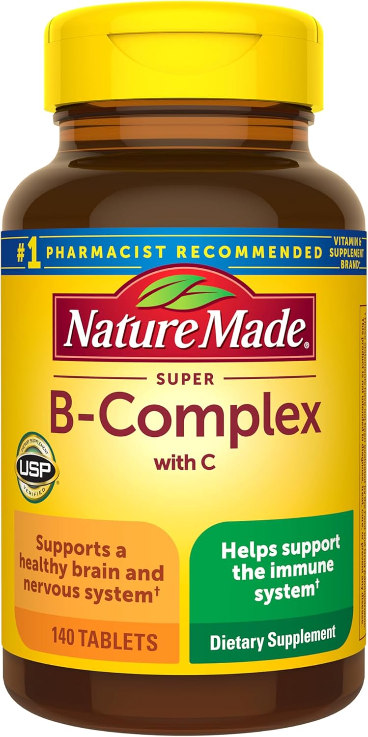Amazon.com: Nature Made Super B Complex with Vitamin C & Folic Acid, B Complex Vitamins for Women and Men, Dietary Supplement for Immune Support, 140 Tablets, 140 Day Supply : Health & Household