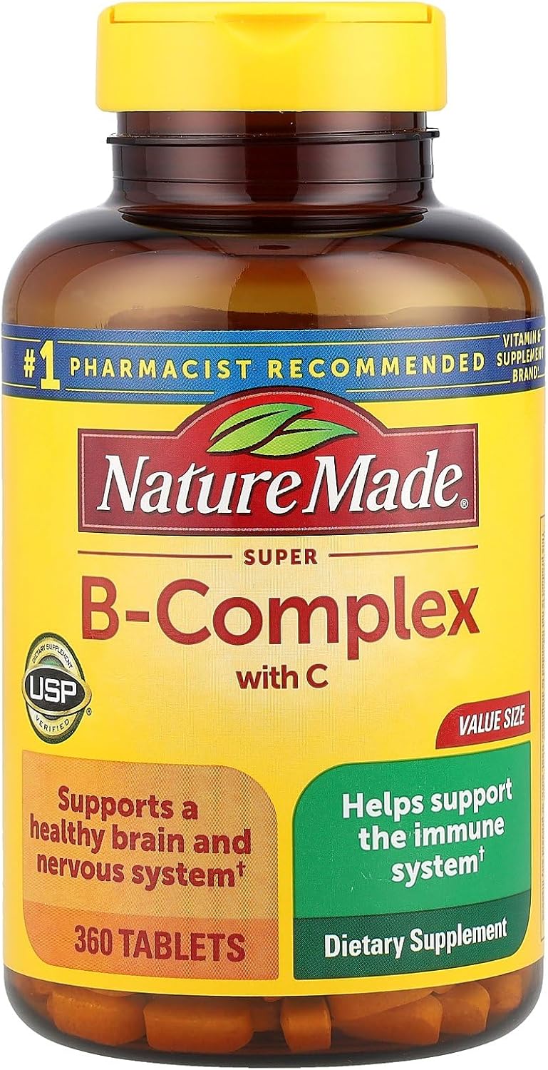 Amazon.com: Nature Made Super Vitamin B-Complex + Vitamin C Tablets, 360 ct : Health & Household