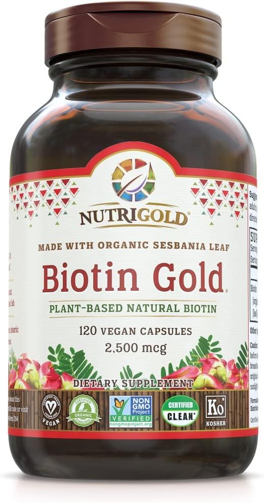 Amazon.com: NutriGold Whole-Food Biotin Gold, 2,500 mcg, 120 Plantcaps : Health & Household