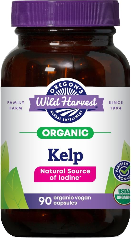 Amazon.com: Oregon's Wild Harvest Kelp Organic Supplement | Natural Source of Iodine | Vegan Capsules, 90 Count : Health & Household