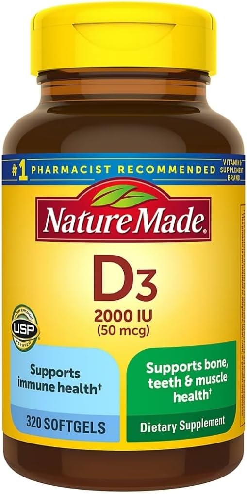 Amazon.com: Nature Made Vitamin D3 2000iu 320 Ct. Soft Gels (Packaging May Vary) : Health & Household