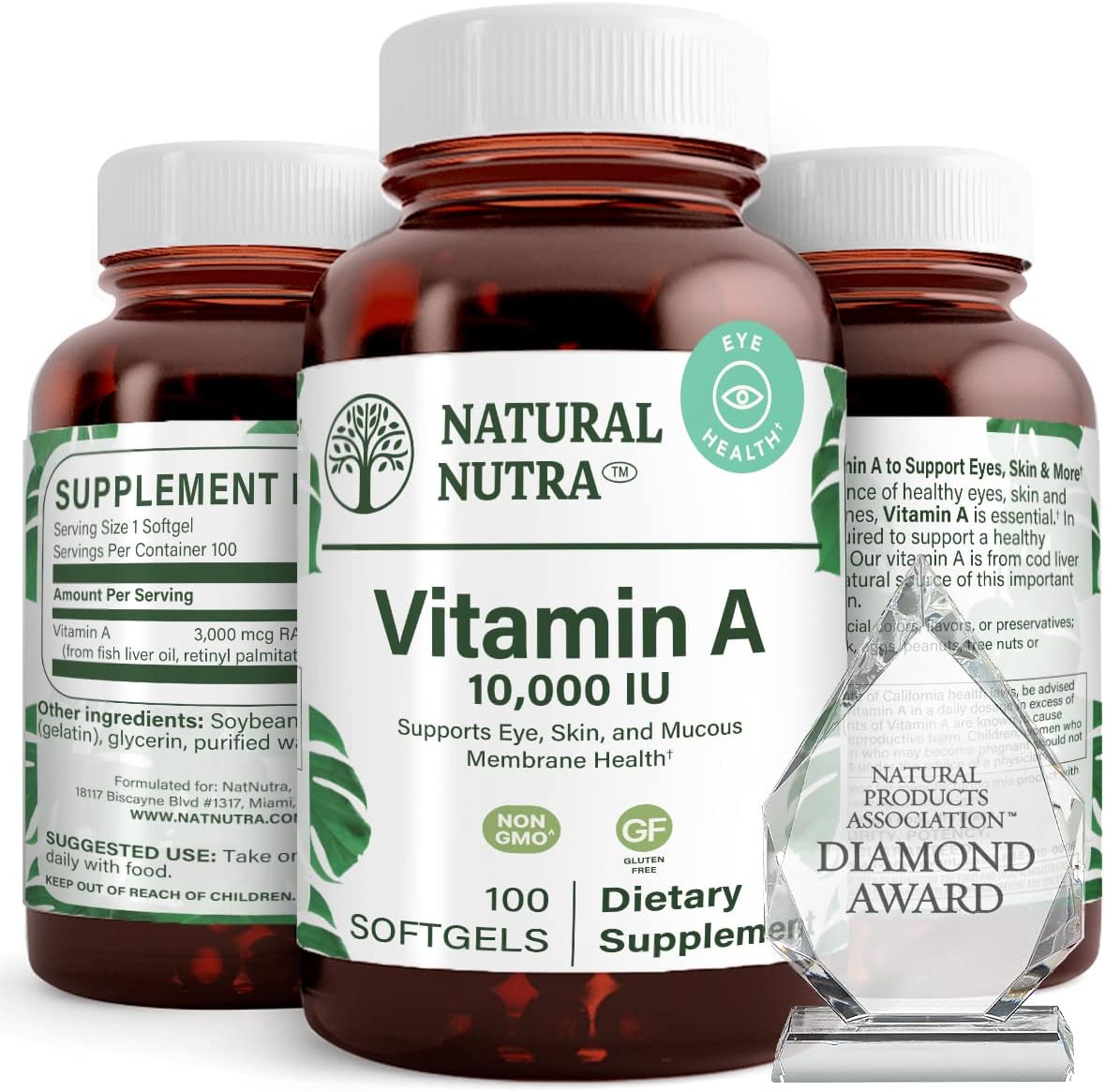 Amazon.com: Natural Nutra Vitamin A 10,000 IU Softgels – High Potency Eye and Skin Vitamins – Gluten-Free Vitamin A Supplement for Sight & Skin Health – Fish Liver Oil for Men and Women, Gluten Free 100 Softgels : Health & Household