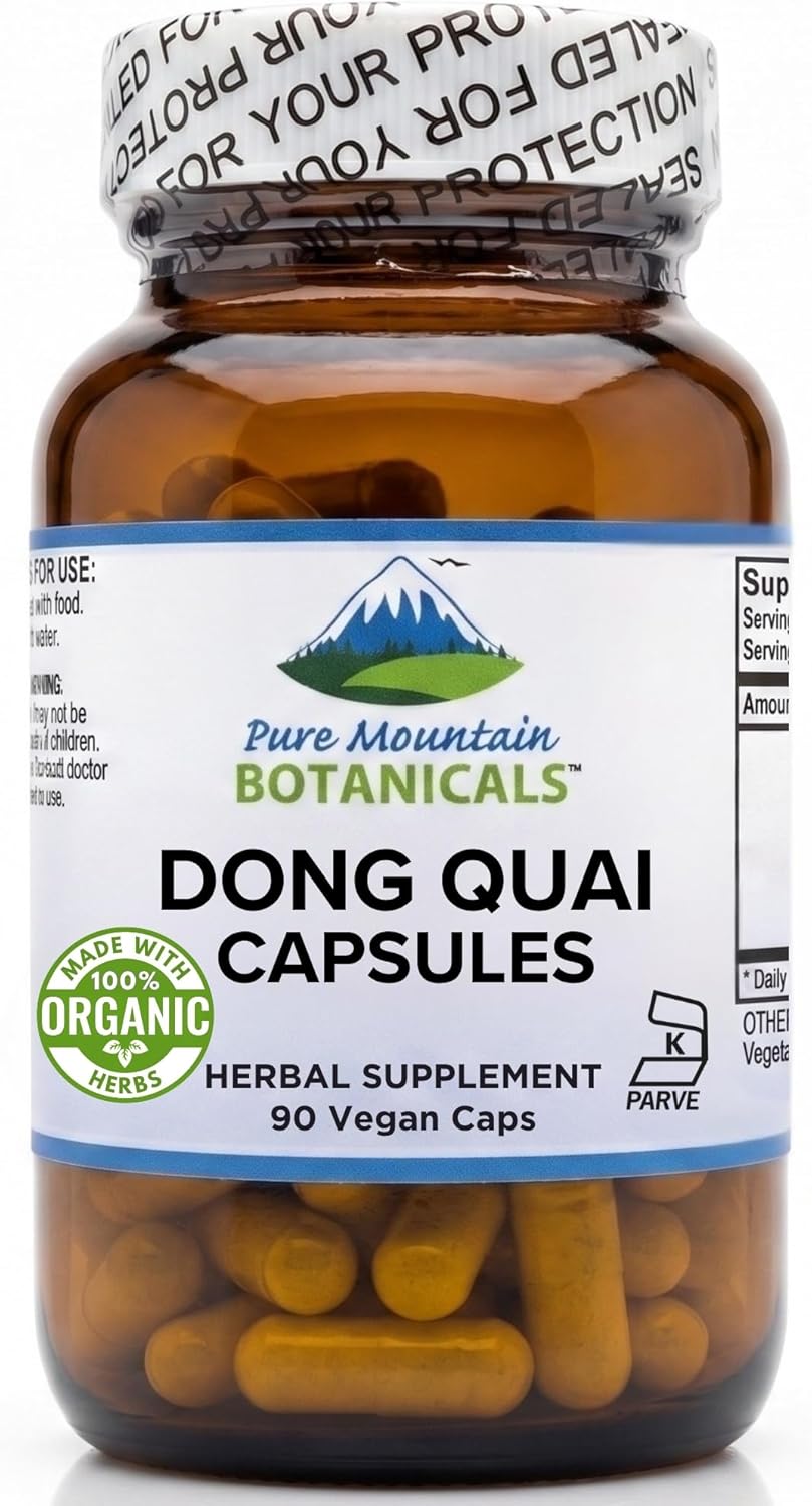Amazon.com: Pure Mountain Botanicals Dong Quai Capsules - Kosher Vegan Caps with 500mg Dong Quai Root Supplement : Health & Household