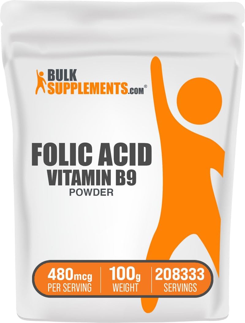 Amazon.com: BulkSupplements.com 葉酸パウダー - 葉酸サプリメント、ビタミンB9 - グルテンフリー、1回分あたり480 mcg、100g（3.5オンス）（1パック） : ヘルス＆ハウスホールド
