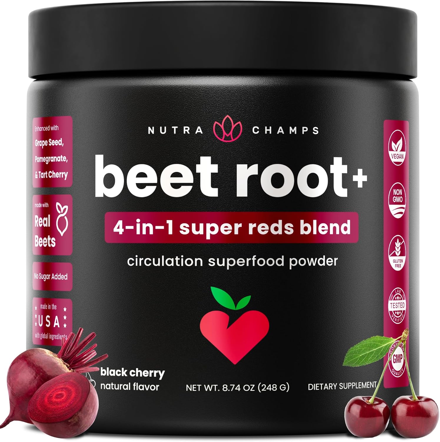 Amazon.com: NutraChamps Proszek z Korzenia Buraka Suplement poprawiający krążenie, superżywność z tlenkiem azotu z sokiem z buraka, Super Reds i ekstraktem z pestek winogron, suplement bez cukru z buraka - 8,74 oz : Zdrowie i gospodarstwo domowe