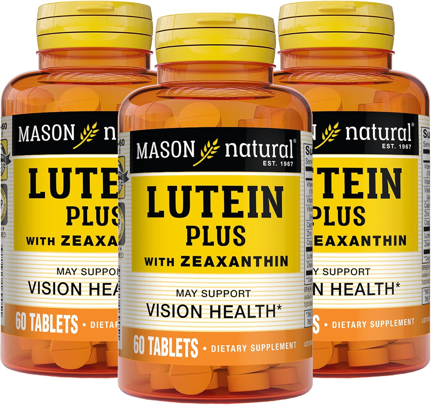 Amazon.com: MASON NATURAL Lutein Plus with Zeaxanthin, Eye Health & Vision Support Supplement, Vitamins A, C, E, Zinc & Copper, 60 Tablets (Pack of 3) : Health & Household