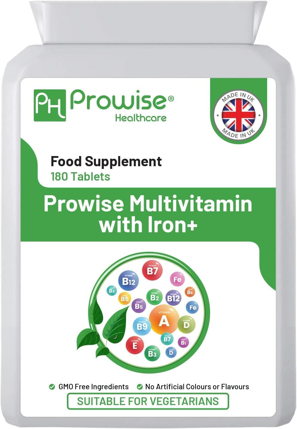Amazon.com: Multivitamin & Iron 180 Tablets (6 Months Dose) Immune Support - One A Day Multi-Vitamin Supplement – UK Manufactured | GMP Standards by Prowise Healthcare - Suitable for Vegetarians : Health & Household