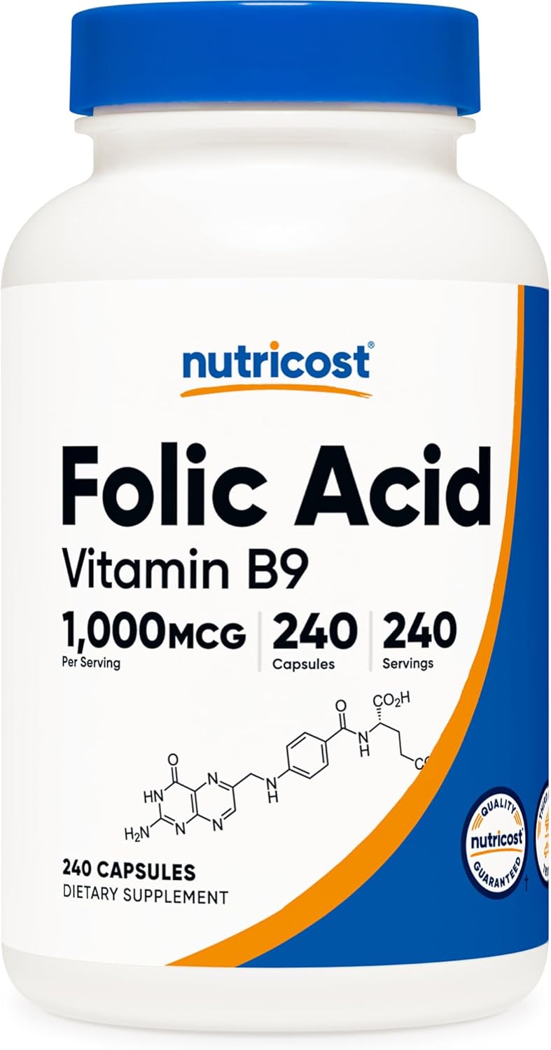 Amazon.com: Nutricost 葉酸（ビタミンB9）1000 mcg、240カプセル : ヘルス＆ハウスホールド