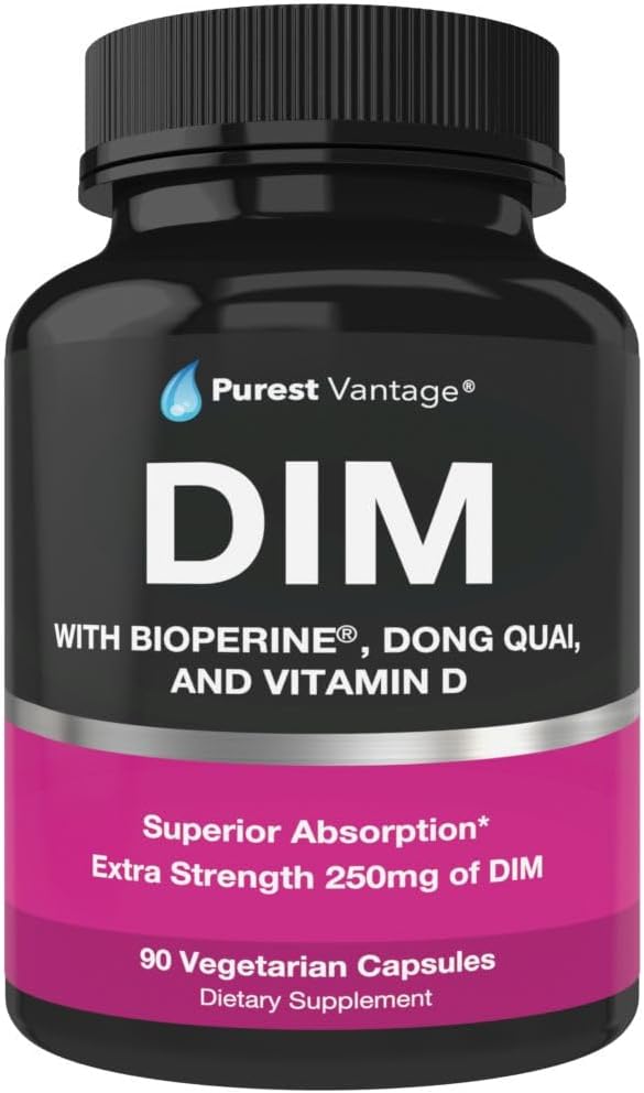Amazon.com: Purest vantage Pure DIM Supplement 250mg Diindolylmethane Plus BioPerine and Dong Quai - Hormone Balance Support for Women and Men, Menopause & Estrogen Support - 90 Vegetarian Capsules : Health & Household
