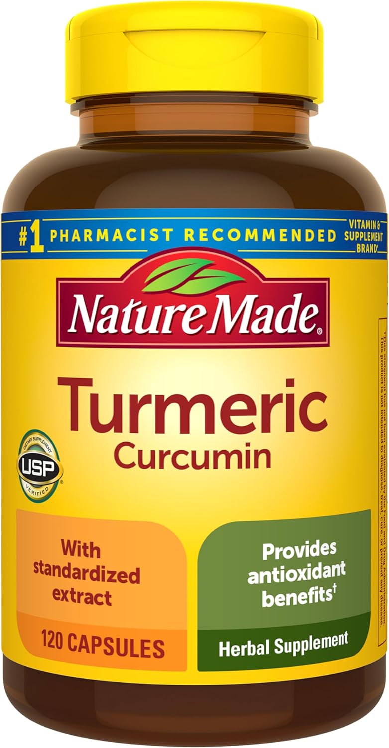 Amazon.com: Nature Made Turmeric Curcumin 500 mg, Herbal Supplements, 120 Capsules | Turmeric Curcumin Supplement for Antioxidant Support, Gluten Free, 120 Day Supply : Health & Household