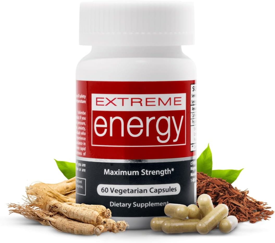 Amazon.com: Herbal Nitro Extreme Energy Pills - 6 to 10 Hour Boost, No Crash or Jitters Maximum Strength Natural Energy Supplement for Women & Men - Fatigue, Focus & Motivation (60 Count) : Health & Household
