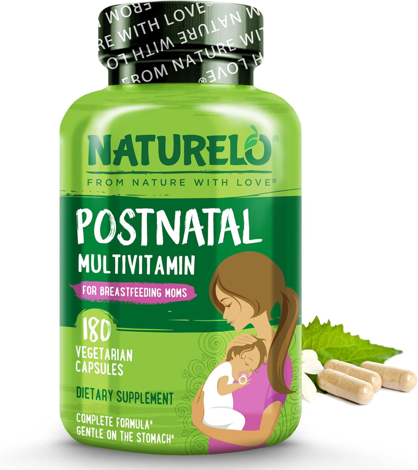 Amazon.com : NATURELO Multivitamines postnatales - Complément pour femmes allaitantes - Vitamine D d'origine végétale, folate, fer doux - pour mère qui allaite et bébé - Soutien postnatal à la lactation 180 capsules