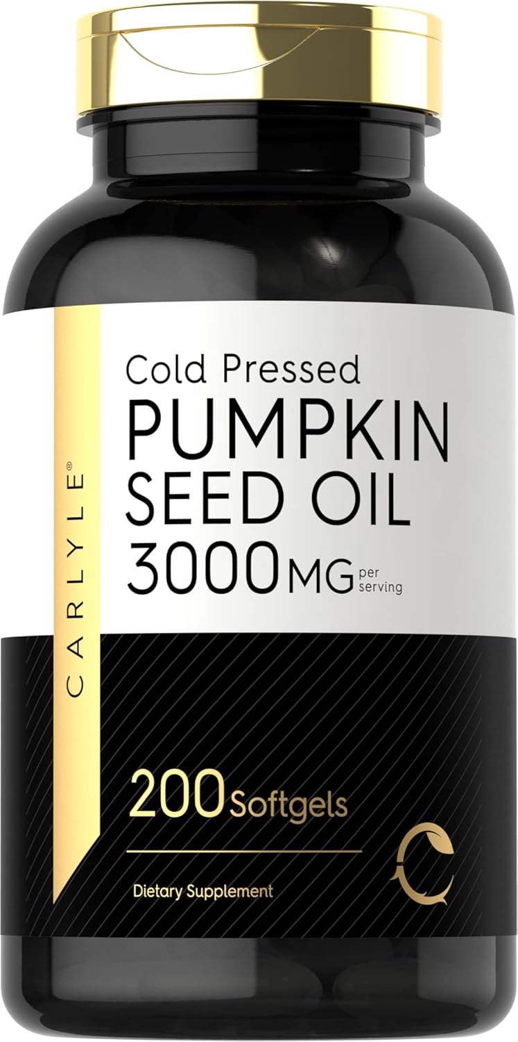 Amazon.com : Capsules d'Huile de Graines de Courge Carlyle | 3000mg | 200 Capsules Molles | Acides Gras Essentiels | Complément Alimentaire Pressé à Froid | Formule Non-OGM et Sans Gluten