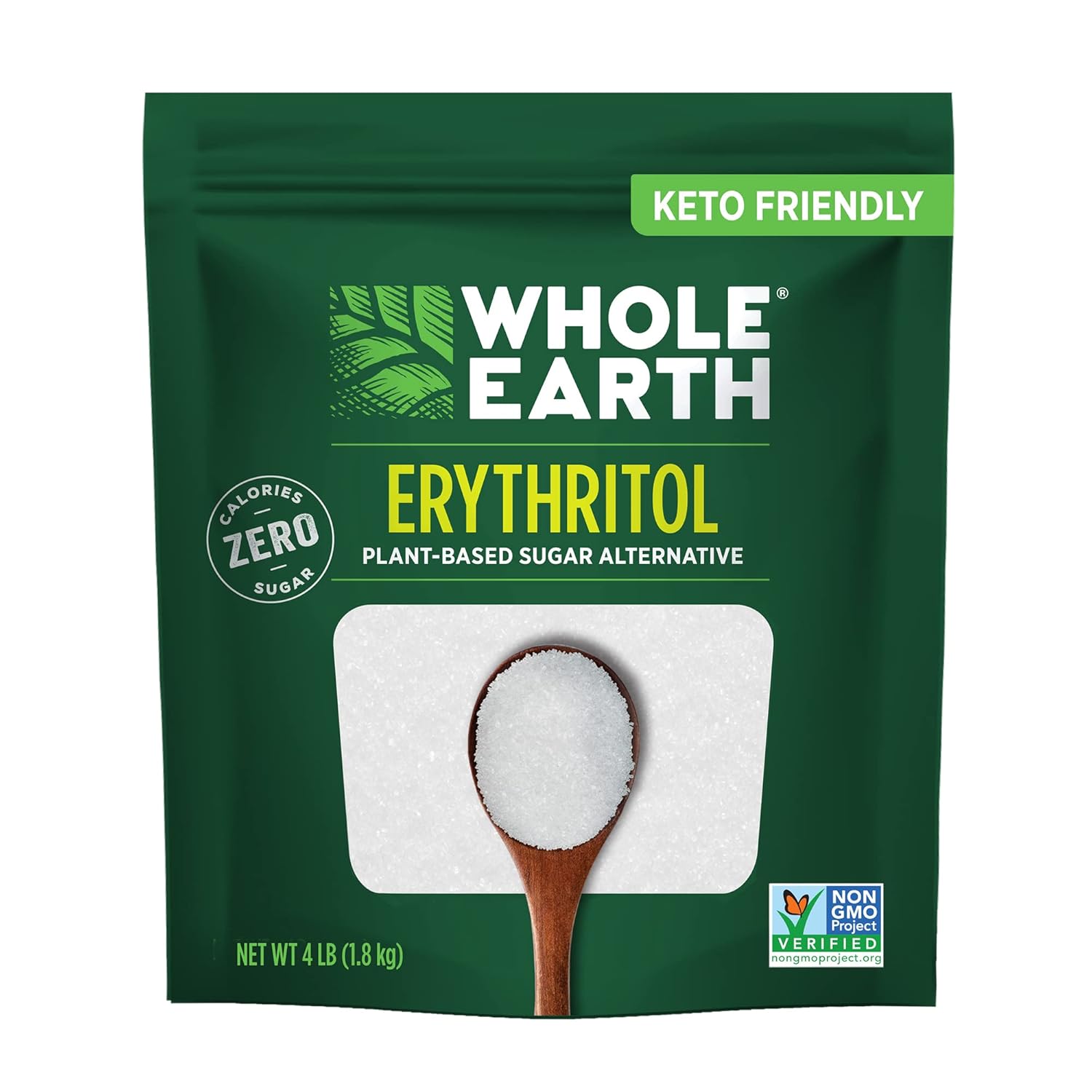 Amazon.com : WHOLE EARTH 100% Erythritol Zero Calorie Plant-Based Sugar Alternative, 4 Pound Pouch (Packaging May Vary ) : Grocery & Gourmet Food
