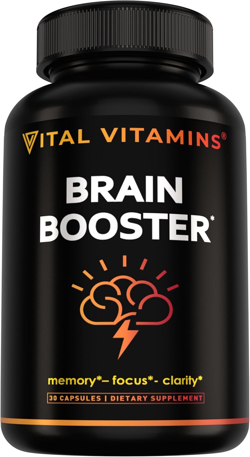 Amazon.com: Suplementos Vital Vitamins para el Cerebro con Bacopa Monnieri - para Memoria y Concentración – Potenciador Nootrópico Cerebral - Apoyo sin Cafeína para Adultos y Mayores – Sin OMG, Suministro para 30 Días, 30 Cápsulas : Salud y Hogar
