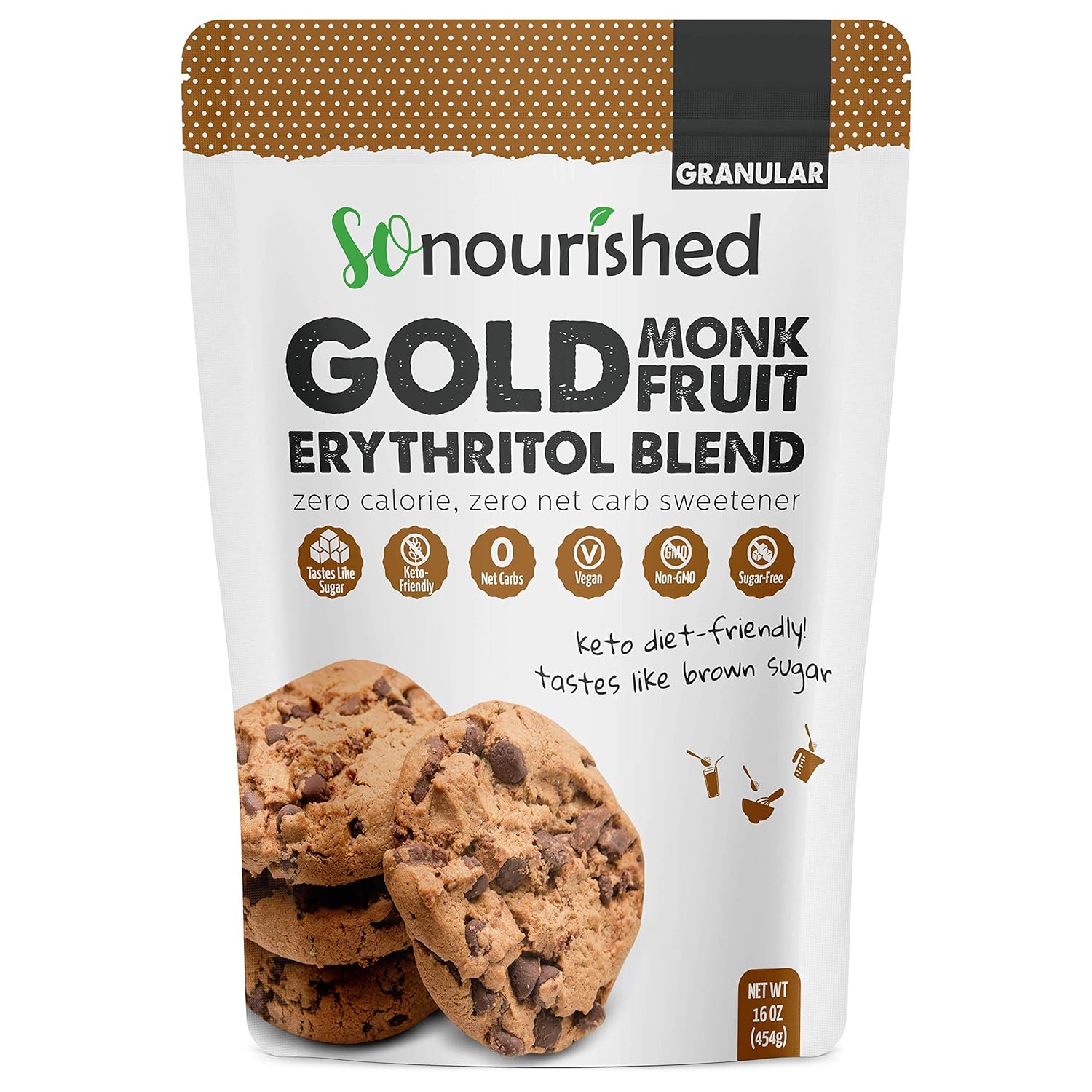 Amazon.com : So Nourished GOLD - Brown Sugar Alternative Substitute 1:1 Sugar Replacement - Monk Fruit Erythritol Sweetener for Low Carb Dieters and Diabetics - No Calorie Sweetener, Non-GMO (1 Pound) : Grocery & Gourmet Food