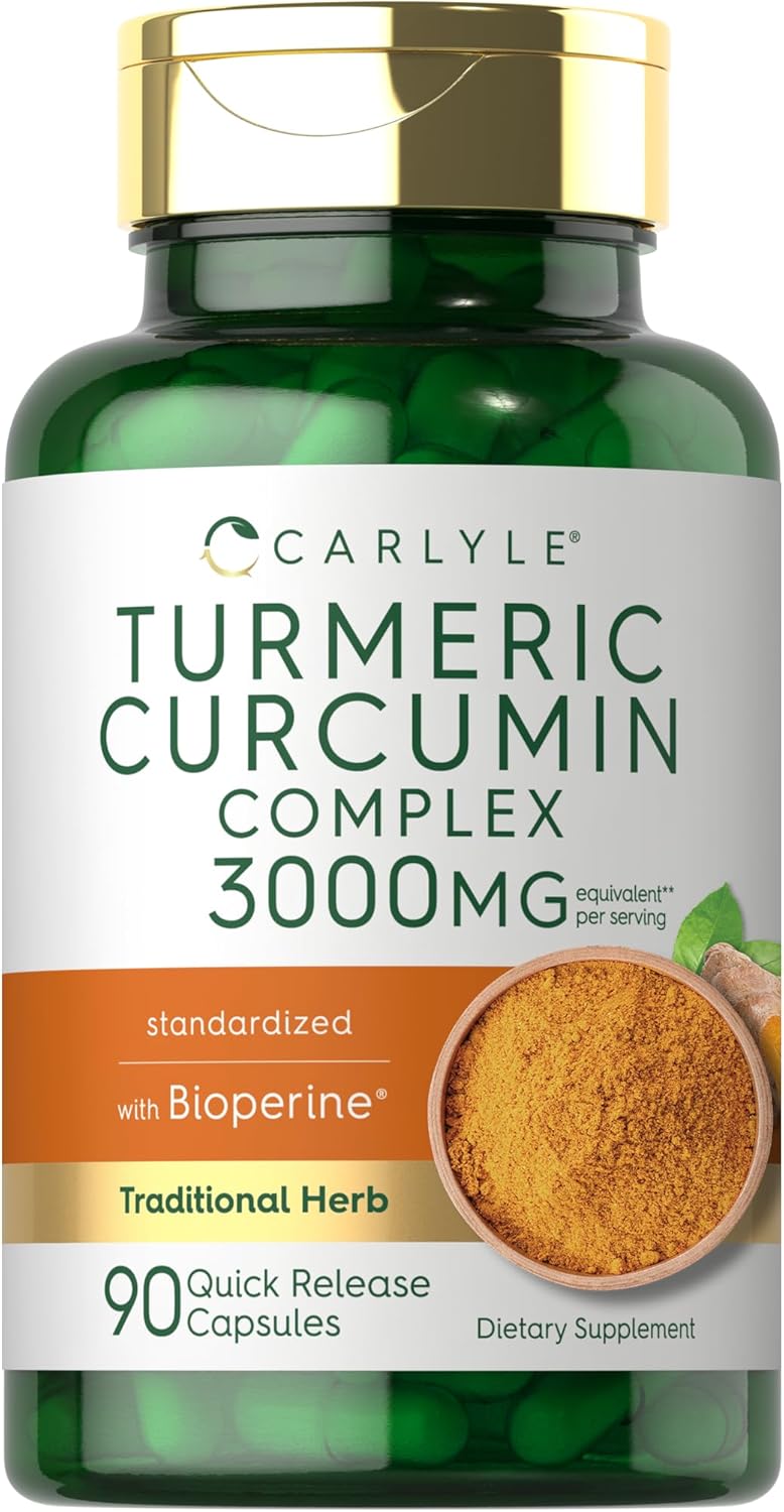 Amazon.com: Carlyle Turmeric Curcumin with Black Pepper | 90 Powder Capsules | Complex Supplement with Bioperine | Non-GMO, Gluten Free : Health & Household