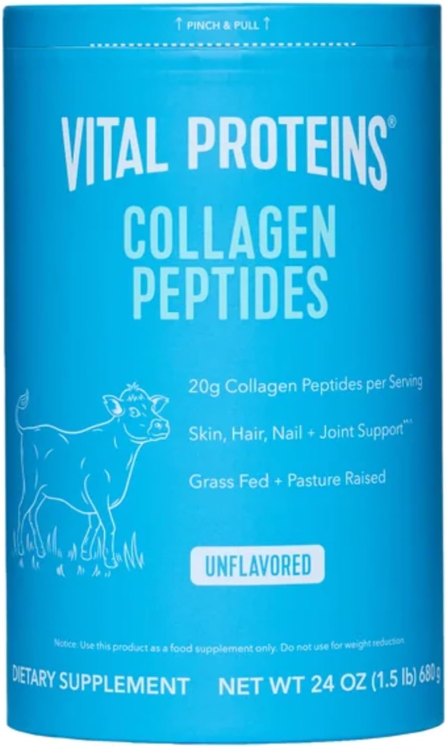 Amazon.com: Vital Proteins Natural Whole Nutrition Collagen Peptides - Pasture Raised, Grass Fed, Paleo Friendly, Gluten Free, Single Ingredient - 24 Ounce : Health & Household