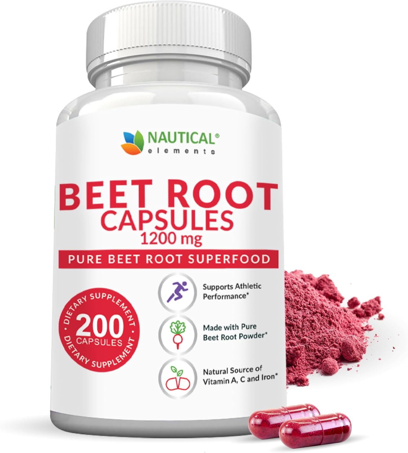 Amazon.com: Beet Root Capsules - 1200mg Per Serving - 200 Beet Root Powder Capsules - Beetroot Powder Supports Blood Pressure, Athletic Performance, Digestive, Immune System (Pure, Non-GMO & Gluten Free : Health & Household