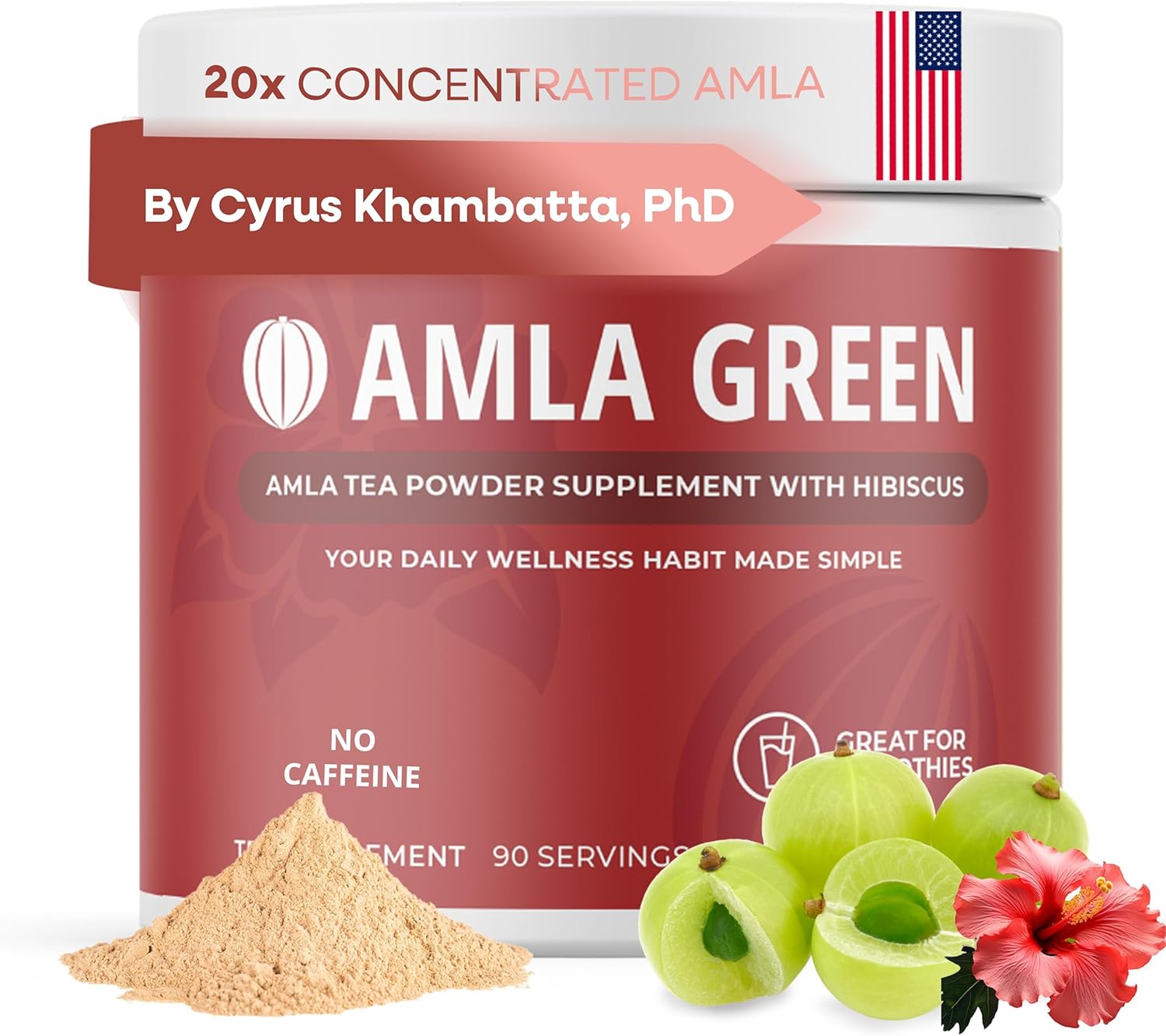 Amazon.com: Amla Powder & Green Tea Superfood Supplement with Hibiscus, 20x Ultra Concentrated Amla, Antioxidant Support, Made with Oolong Tea and Indian Gooseberries, Organic, Vegan, Hibiscus, 90 Servings : Health & Household