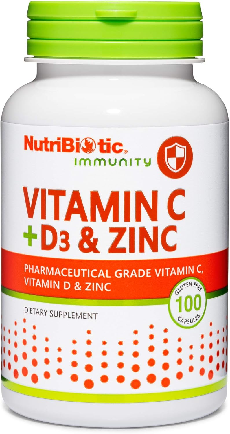 Amazon.com: NutriBiotic – Vitamina C + Vitamina D3 & Zinc, 100 capsule | Suport imunitar puternic și cuprinzător | Supliment zilnic esențial și antioxidant | Fără gluten și fără organisme modificate genetic