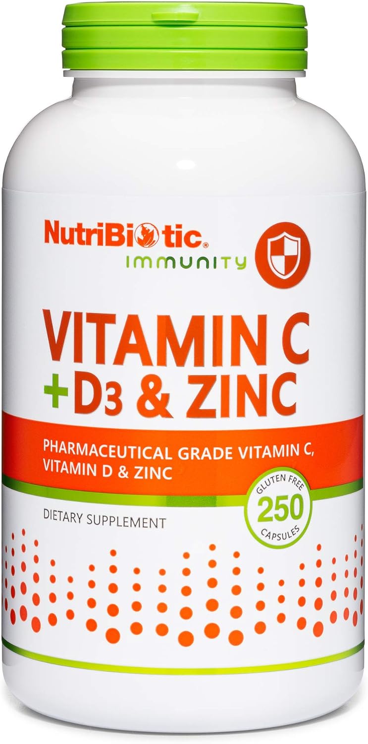 Amazon.com: NutriBiotic – Vitamin C + Vitamin D3 & Zinc, 250 Capsules | Potent, Comprehensive Immune Support | Essential & Antioxidant Daily Supplement | Gluten & GMO Free : Health & Household