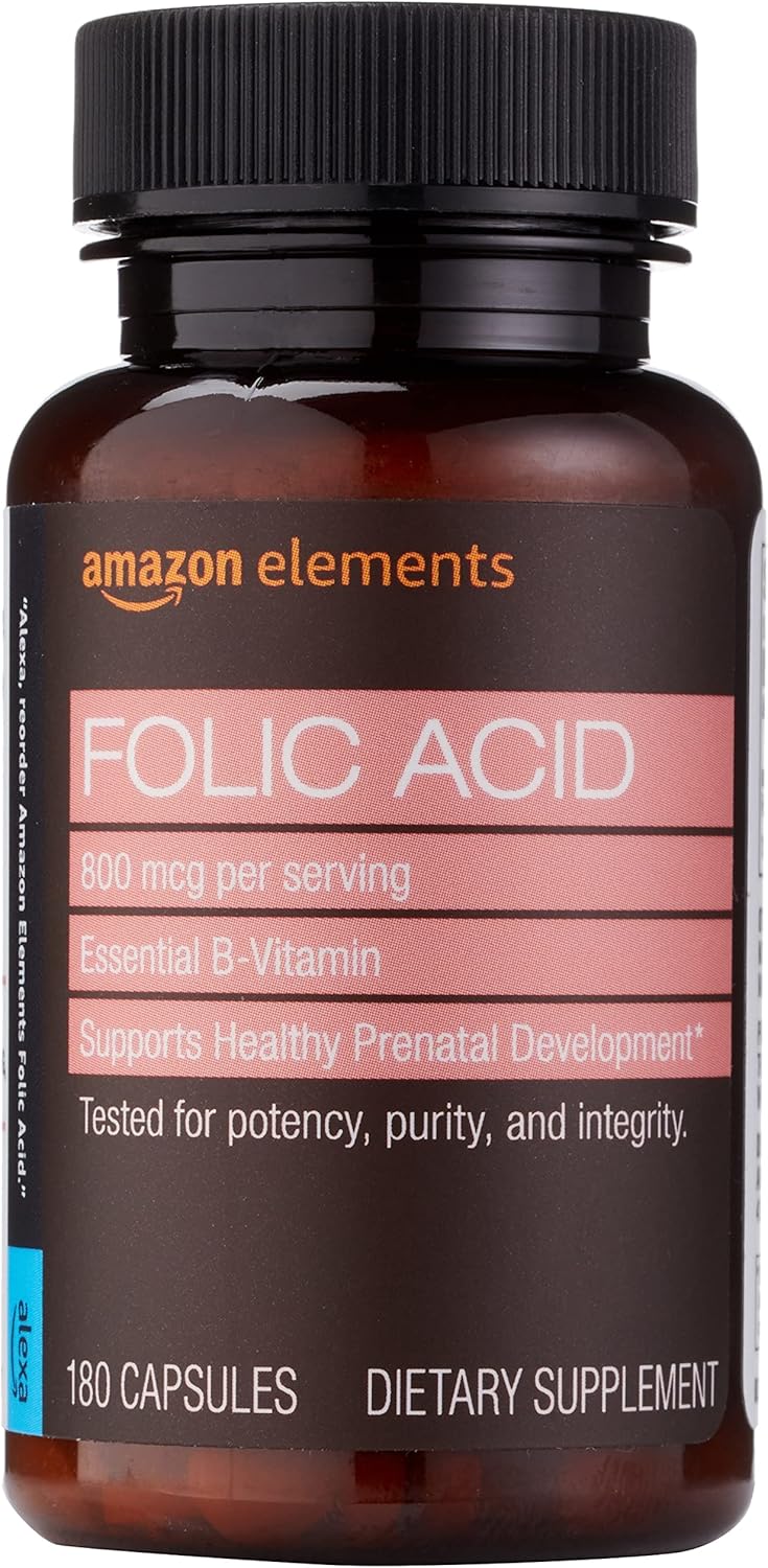 Amazon.com: Amazon Elements - 葉酸、1回分あたり800 mcg、錠剤、180錠、1パック、健康的な妊娠前発育のための女性用栄養補助食品、6ヶ月分 : ヘルス＆ハウスホールド
