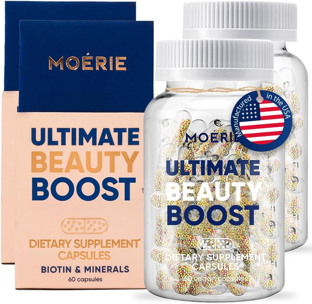 Amazon.com: Moerie Ultimate Hair Growth Supplements for Women & Men - Hair, Skin, Nails Vitamins with Biotin & Minerals - for Thicker, Fuller Hair & Hair Loss Treatment - 120 Capsules : Beauty & Personal Care