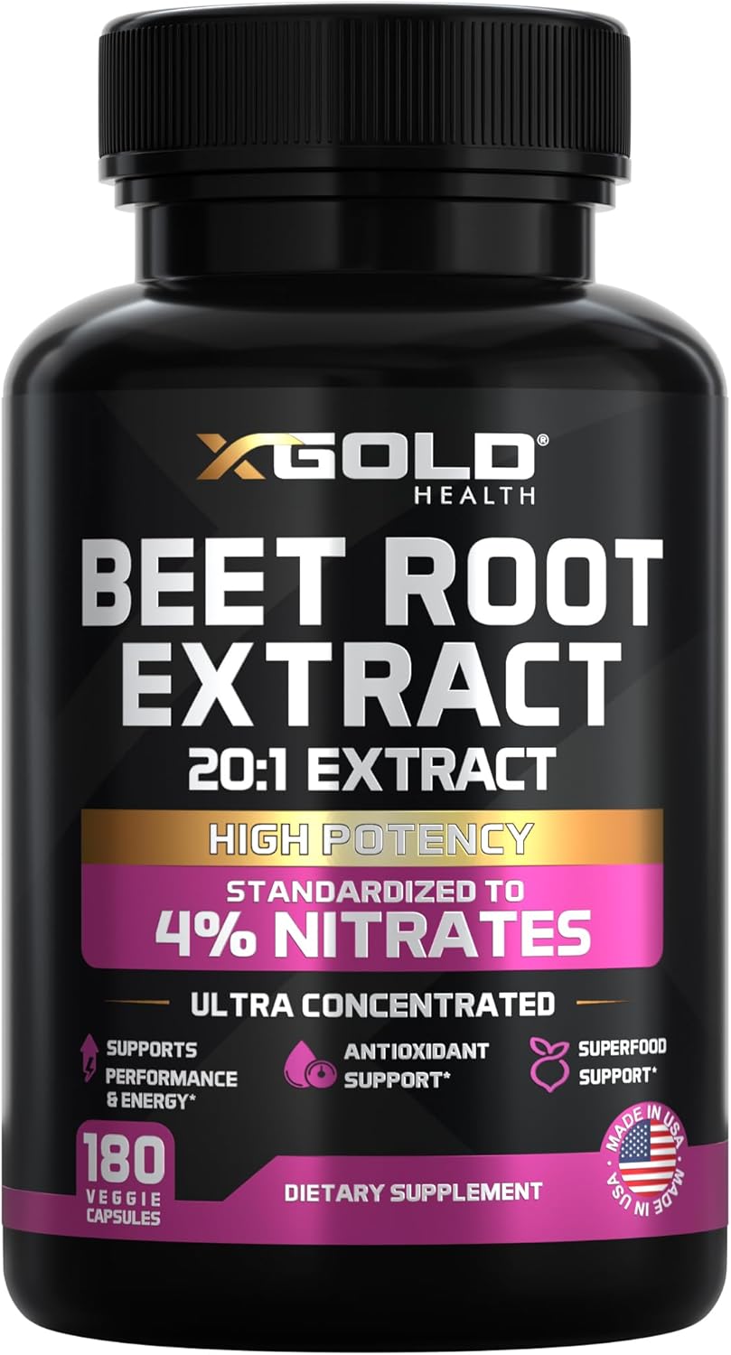 Amazon.com: Beet Root Extract 20:1- Concentrated Beet Root Capsules Supplement w/Black Pepper - High Nitrates - Natural Nitric Oxide Booster - Highly Concentrated & Bioavailable - Made in USA -180 Caps : Health & Household