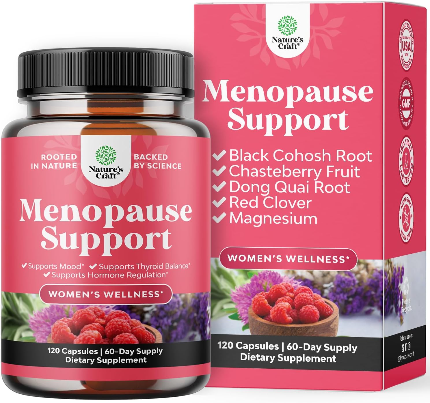 Amazon.com: Komplettes Kräuter-Wechseljahres-Ergänzungsmittel für Frauen - Weibliche Hormonbalance-Kapseln gegen Nachtschweiß, Hitzewallungen & Stimmungsschwankungen mit Dong Quai, Mönchspfeffer & Schwarzer Traubensilberkerzenwurzel - 120er Packung