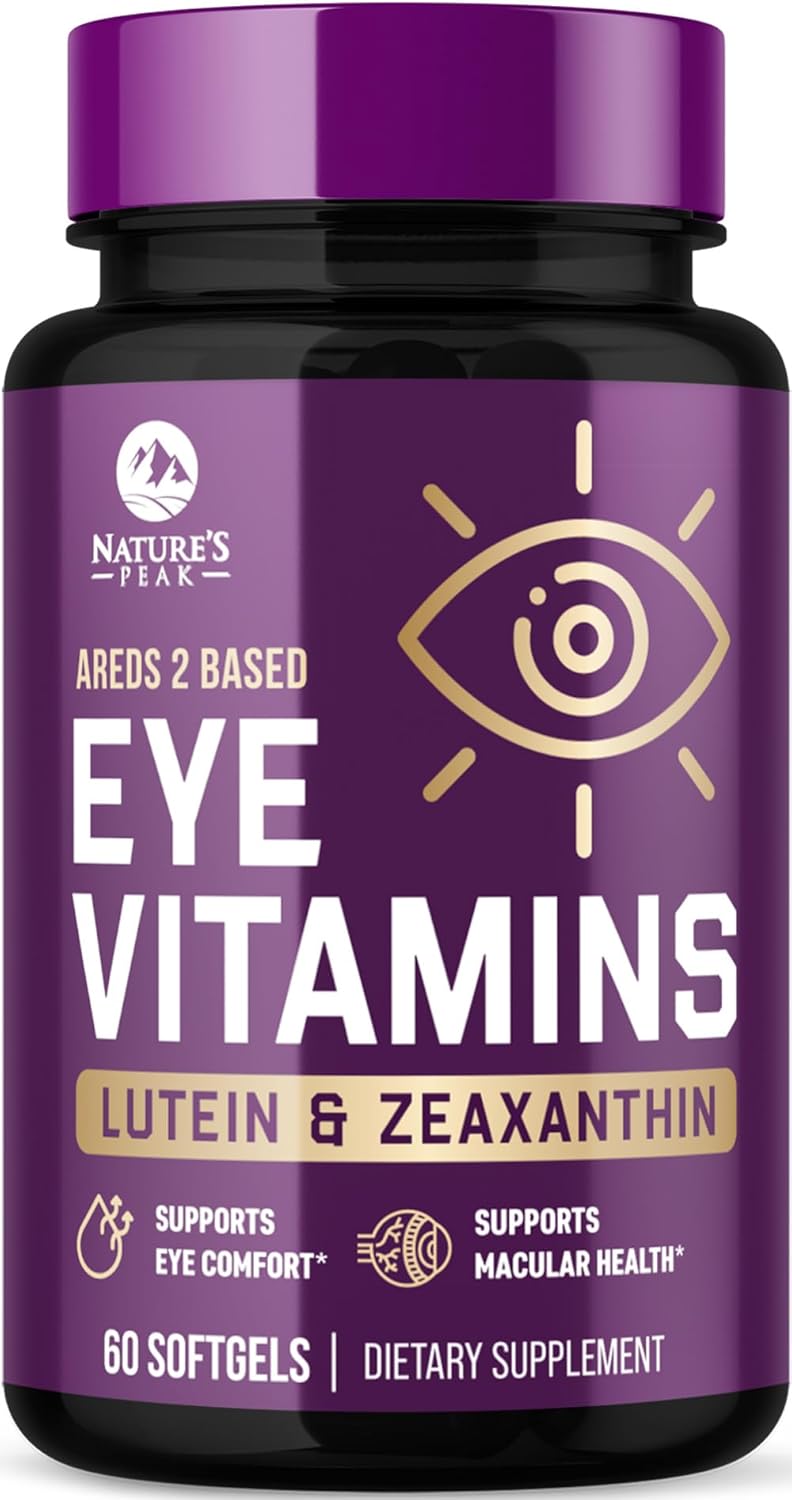 Amazon.com: Eye Vitamins Supplements - 3x Strength Eye Health Vitamin with Lutein and Zeaxanthin - Vision Macular Health & Dry Eyes Support With Zinc, Vitamins C E & Minerals, Bottled in USA - 60 Capsules : Health & Household