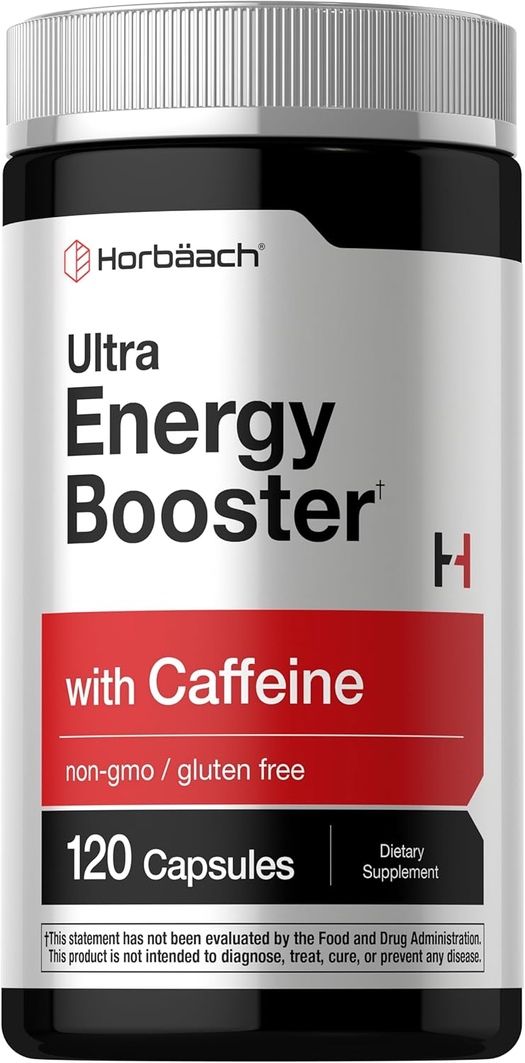 Amazon.com: Horbäach Energy Supplement | 120 Capsules | with Caffeine, Ginseng & Vitamin B12 | Daily Energy Booster Pills | Non-GMO, Gluten Free : Health & Household