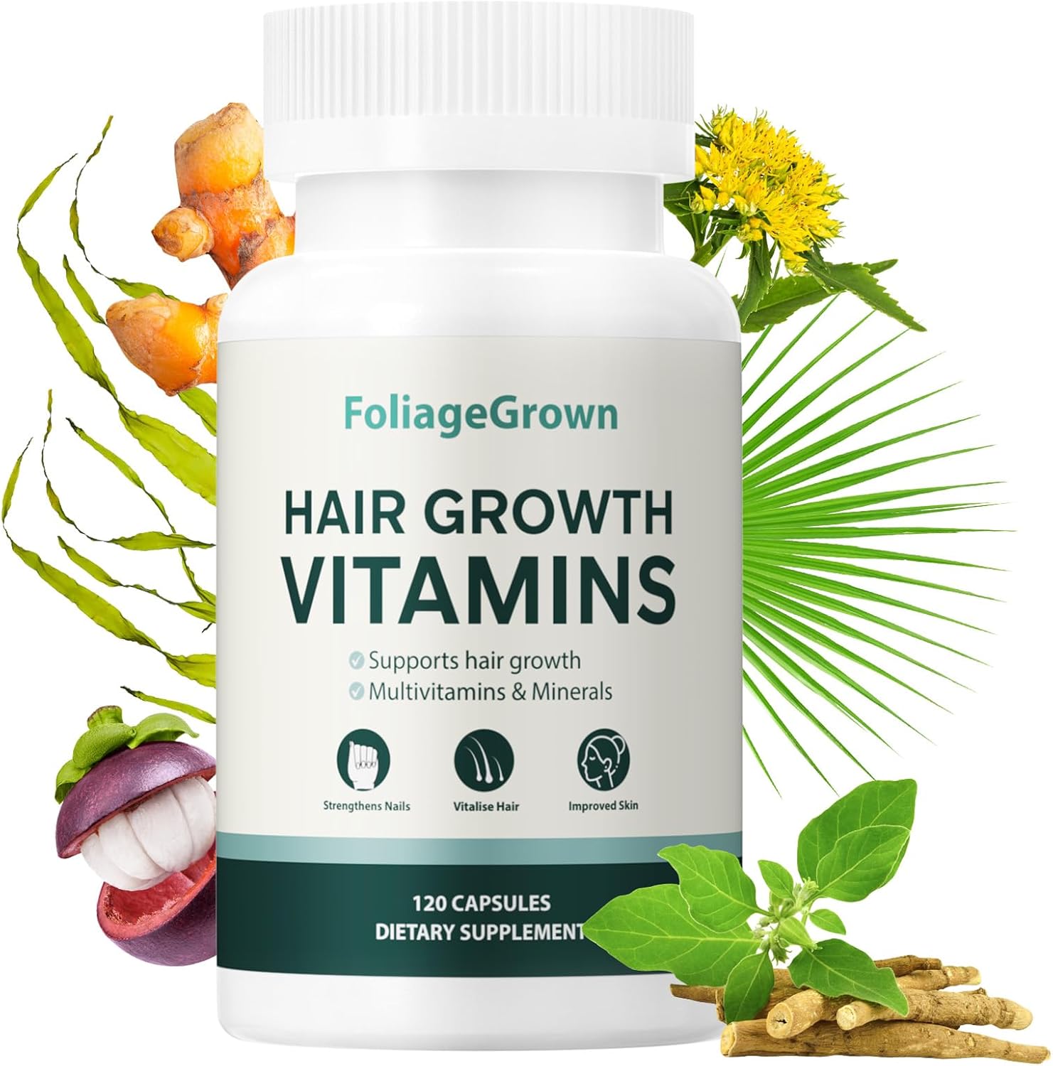 Amazon.com: FoliageGrown Hair Growth Supplements,Visibly Thicker Hair,Hair Growth Vitamins for Women and Men - 2 Month Supply(120 Capsules), White : Beauty & Personal Care