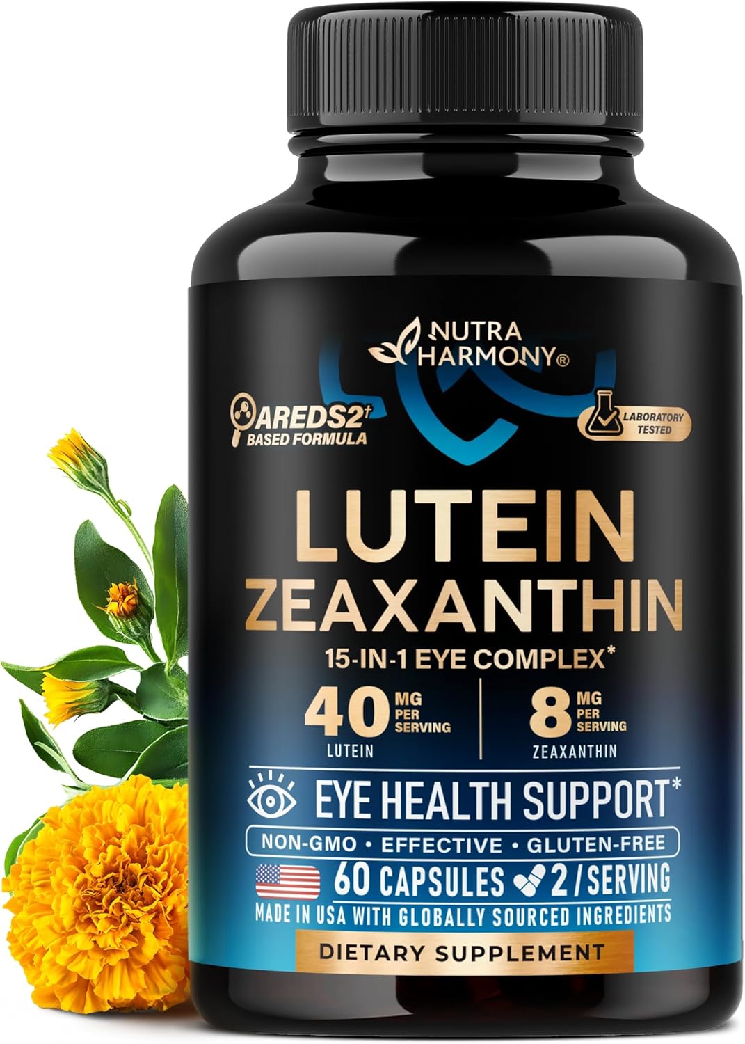 Amazon.com: Eye Vitamins - Lutein and Zeaxanthin Supplements - AREDS2 Based Supplement for Seniors & Adults - Eye Health & Vision Support - Saffron, Zinc, Vitamins, Copper, Super Greens - Lab Tested - 60 Capsules : Health & Household