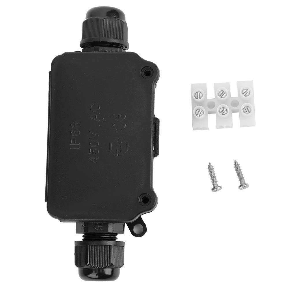 Miskall IP66 Waterproof 2-Way Junction Box, Black Dustproof Electrical Cable Connector Case for Outdoor Use - Amazon.com